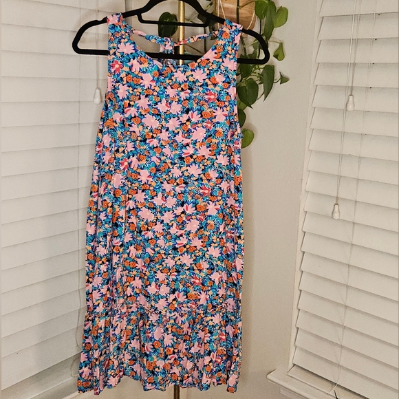 LOFT Floral Mini Dress - Pink and Blue - Picture 1 of 9